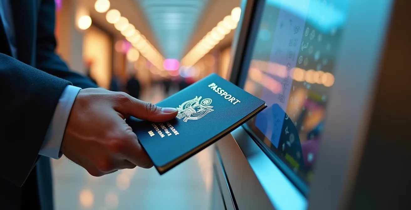 Shopper using self-service validation kiosk in Dubai mall